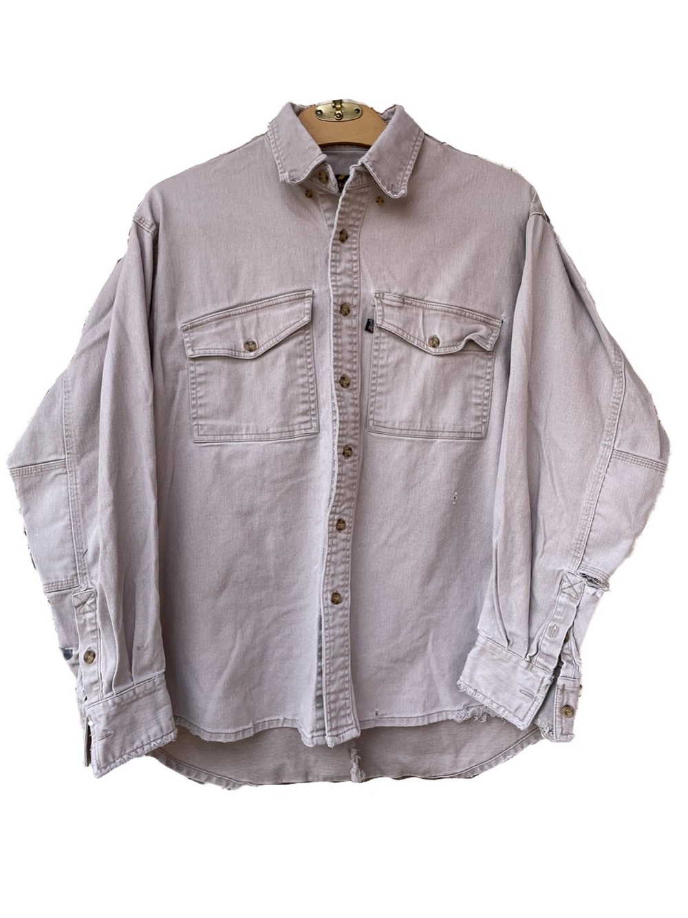 ♦️5/$15♦️Justin | Workwear Beige Thick Denim Button Down Shirt